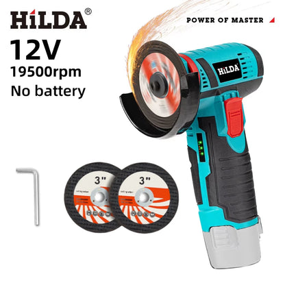 HILDA 12V Cordless Mini Angle Grinder – 19,500 RPM Grinding & Cutting Tool