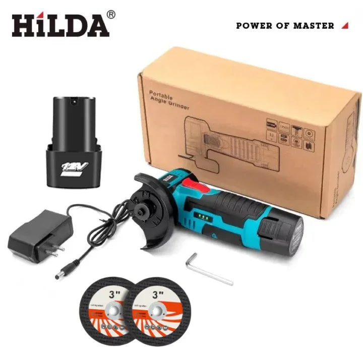 HILDA 12V Cordless Mini Angle Grinder – 19,500 RPM Grinding & Cutting Tool