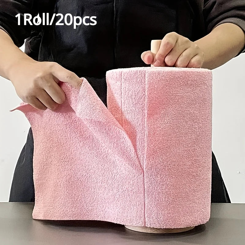 Reusable Microfiber Cleaning Roll – 20 Tear-Off Cloths
