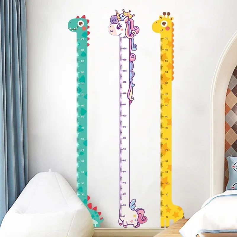 Kids Wall Height Chart – Unicorn, Dinosaur & Giraffe Growth Measuring Ruler
