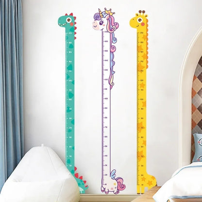 Kids Wall Height Chart – Unicorn, Dinosaur & Giraffe Growth Measuring Ruler