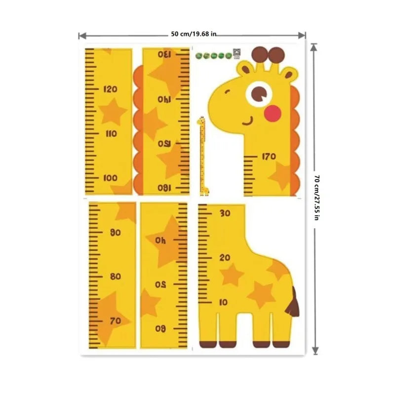 Kids Wall Height Chart – Unicorn, Dinosaur & Giraffe Growth Measuring Ruler
