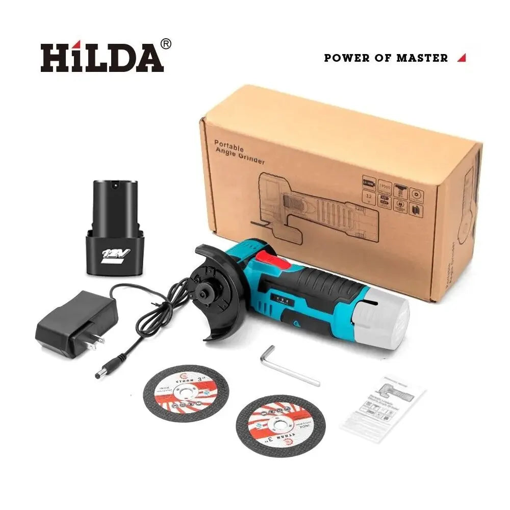HILDA 12V Cordless Mini Angle Grinder – 19,500 RPM Grinding & Cutting Tool