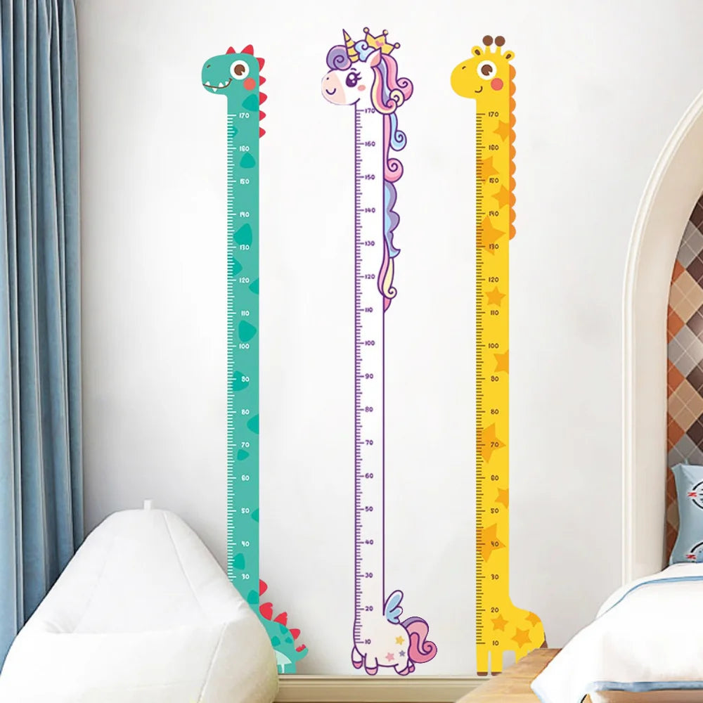Kids Wall Height Chart – Unicorn, Dinosaur & Giraffe Growth Measuring Ruler