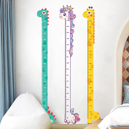 Kids Wall Height Chart – Unicorn, Dinosaur & Giraffe Growth Measuring Ruler